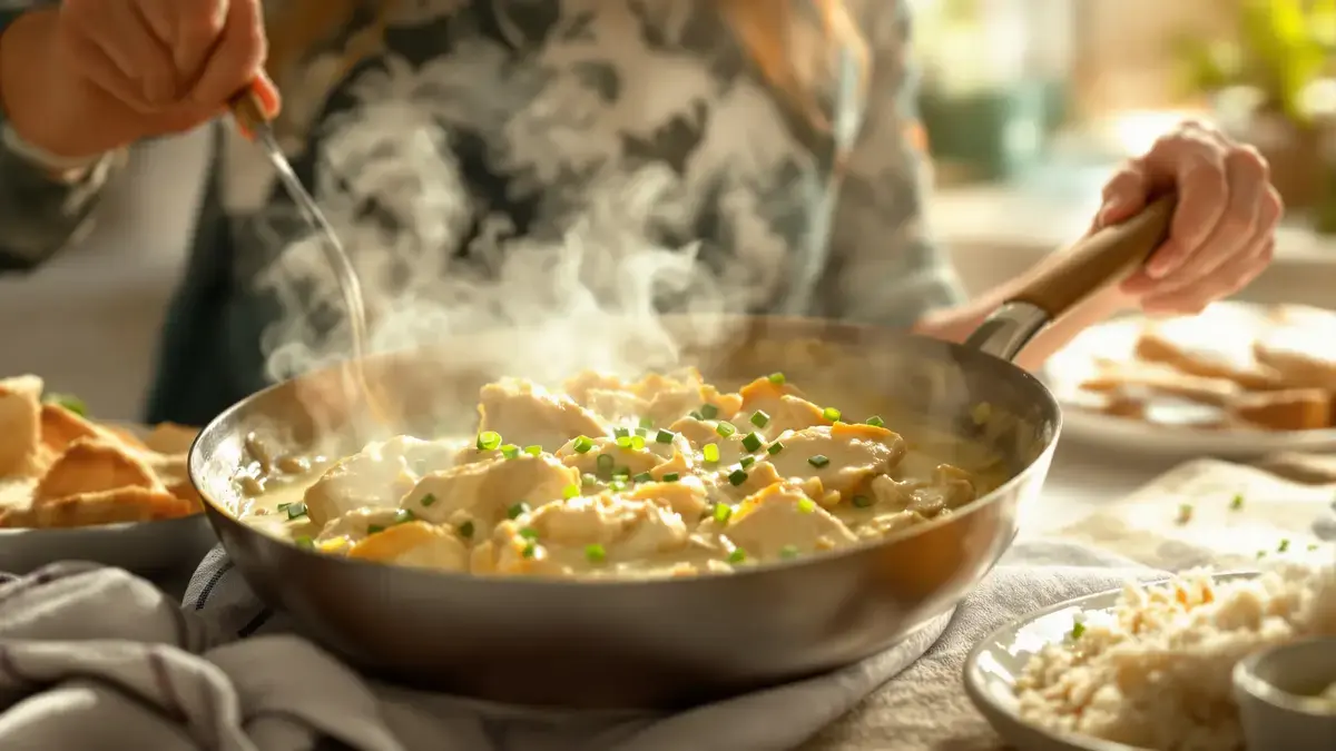 Questo piatto di pollo cremoso alla senape è una ricetta casalinga ideale per un pranzo saporito e riuscito